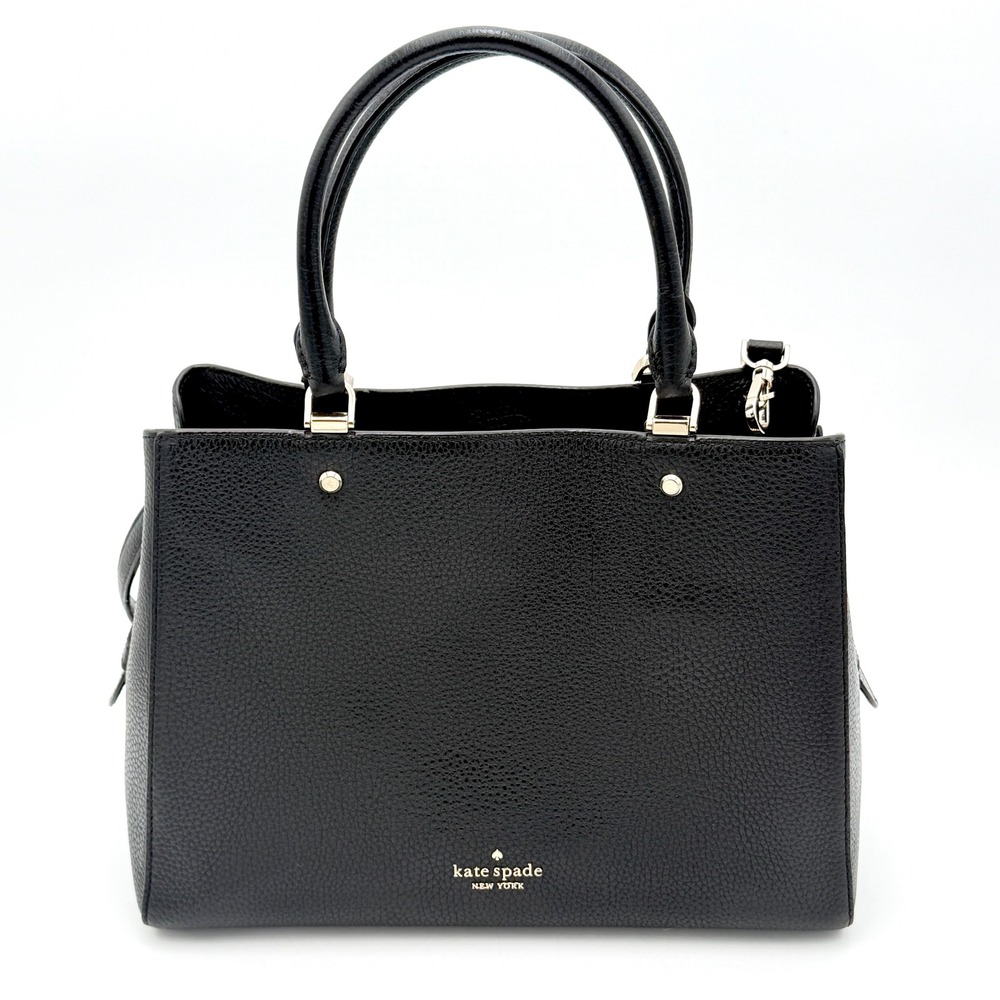 Kate Spade Black Pebbled Leather Satchel Crossbody Bag Gold Hardware